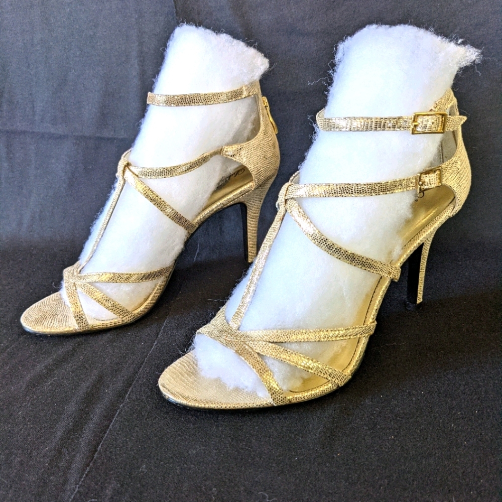 Lulu Townsend gold strappy dress sandals
